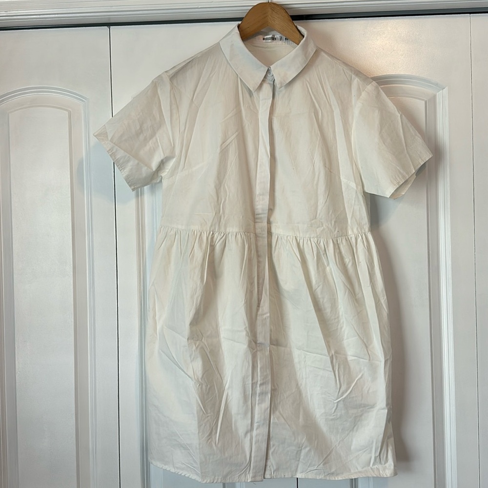 NWOT missguided white poplin smock shirt dress